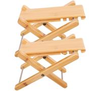 DOITOOL 2pcs Folding Toilet Footstool Bamboo Squatting Foot Stool with Humanized Footrest Design Simple Appearance Beige for Bathroom Daily Use Family