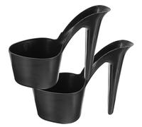 DOITOOL 2pcs Gardening Flower Pots Bonsai Flower Pot for Balcony and Windowsill, Black Plastic High Heel Shape, Sturdy and Convenient for Planting, Small Planters for Indoor Plants