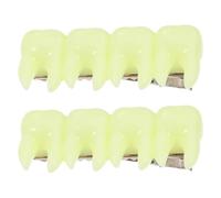 DOITOOL 2pcs Glow the Dark Tooth Hair Clips for Halloween and Stage Performances, Green Plastic and Metal Hair Claws with Secure Hold and Comfortable Non-slip Grip