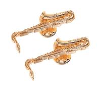 DOITOOL 2pcs Golden Saxophone Brooch Pin Set, Alloy Music Instrument Brooch with Unique Design, Versatile Use for Sweaters and Bags, Gift for Saxophone Enthusiasts and Orchestra Members
