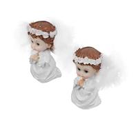 DOITOOL 2pcs Guardian Angel Figurines with Wings Praying Girl and Boy Sculptures European Style Angel Wing Decorations for Christmas Party Office and Garden Ornament