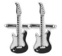 DOITOOL 2pcs Guitar Cufflinks Set for Men, Brass Material with Sturdy Structure and Long Servicing Life, Silver Classic Style Suit Accessory for Attending Parties and Daily Wearing