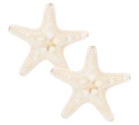 DOITOOL 2pcs Handmade Natural Beige Five-pointed Sea Star Hair Clips for Women, Elegant Beach Hair Accessories Suitable for Friends Gatherings and Birthdays