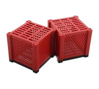 DOITOOL 2Pcs Hollow Aquarium Filter Cube Storage Boxes for Fish Tank and Pond Filtration, Red Mini Water Purifier Filter Media Containers Compatible with Canister,