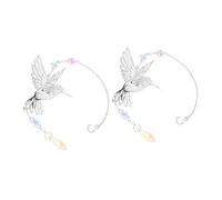 DOITOOL 2Pcs Hummingbird Sun Catcher Hanging Ornaments with Crystal Prism for Window Garden Decoration Metal Bird Suncatchers for Outdoor Patio Wall Art
