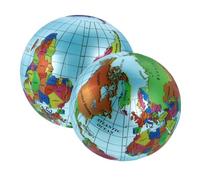 DOITOOL 2Pcs Inflatable Globe Balls for World Map Beach Ball Educational for Fun Geography Learning Tool