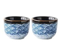 DOITOOL 2Pcs Japanese Style Ceramic Sake Cups 35ml/1.2oz Traditional Hand-Painted Porcelain Wine Glasses Saki Cups
