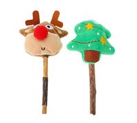 DOITOOL 2pcs Kitten Silvervine Rod Cat Chewing Made of Wood and Cotton, Helps Clean Cat's Teeth and Prevent Gum Disease, Interactive Xmas for Indoor Cats