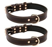 DOITOOL 2pcs Leather Dog Collar Adjustable Puppy Collar Necklace for Small Dogs Cats Metal Buckle D Ring Stylish Accessory for Weddings Celebrations