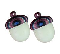 DOITOOL 2pcs Luminous Stone Acorn Pendant Charms Mini Rainbow Color Painted Pine Cone Wooden Pendants DIY Jewelry Making Decorative Key Ring Craft Accessories