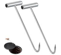 DOITOOL 2PCS Manhole Lifting Keys T Shape Stainless Drain Cover Lifter | Heavy Duty 29cm Twin Hook Design, Rustproof Solid Metal Construction, Ergonomic T-Bar Grip for Effortless Outdoor Maintenance