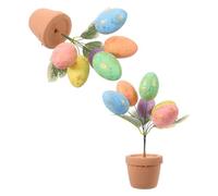 DOITOOL 2pcs Medium Speckled Easter Eggs Bonsai Ornaments, Foam Figurine Table Centerpiece Decorations for Easter Party and Yard Display