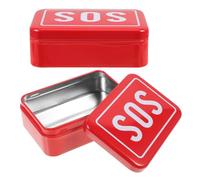 DOITOOL 2pcs Metal Sos Survival Box Medicine Storage Tin Compact Emergency Organizer Case for Camping Hiking Outdoor Use