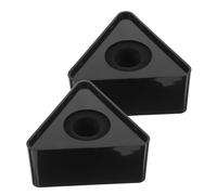 DOITOOL 2pcs Microphone Logo Flag Set Interview Mic Holder Quick Setup for Tv Stations and Conference Rooms Triangle Design Black for Professional Use