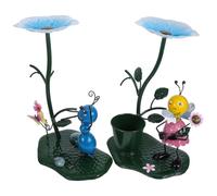 DOITOOL 2pcs Mini Bird Feeders Garden Decor Statues for Outdoor Lawn Window Feeding Ornament