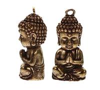 DOITOOL 2Pcs Mini Brass Buddha Figurine Charm for Jewelry Making Antique Gold Color for Craft Projects and Spiritual