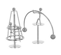 DOITOOL 2pcs Mini Desk Balance Set - Iron Weightlifter and Cradle Swing Sculpture - Physics Perpetual Desk Decor for Office Stress Relief and Psychology Play