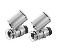 DOITOOL 2Pcs Mini LED Illuminated Jewelry Microscope Magnifiers Portable Magnifying Tools for Collectors and Amateurs for Gem and Coin Inspection