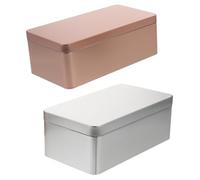 DOITOOL 2pcs Mini Rectangular Tinplate Storage Boxes for Candy and Tea Leaves Portable Food Container with Smooth Edges Silver and Rose Gold
