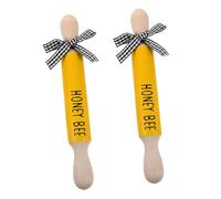 DOITOOL 2pcs Mini Wooden Rolling Pins with Bee-Themed Design for Holiday Kitchen Decor Small Sturdy Wood Hand Rollers for Cookie and Pasta Baking Rustic Farmhouse Accents for Tiered Tray