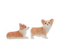 DOITOOL 2pcs Miniature Resin Corgi Figurines Cute Puppy Statues Dashboard Ornament Low Maintenance Lightweight Animal Sculptures for Car Desk Shelf Decor