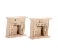 DOITOOL 2pcs Miniature Wood Fireplace Dollhouse Furniture Accessories Unfinished DIY Craft Sturdy Wood Construction Compact Design for Fairy Garden Micro Landscape Decor