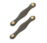 DOITOOL 2pcs Modern Faux Leather Drawer Pulls Soft PU Handles for Cabinets Dressers Retro Furniture Hardware Easy DIY Installation Olive Green