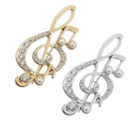 DOITOOL 2pcs Music Note Brooch Pin for Women Silver Zinc Alloy Rhinestones Decorative Clothes Brooches Pins for Valentines Day or Matching Shirts Music Lover Jewelry
