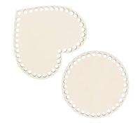 DOITOOL 2pcs Natural Wooden Basket Bottoms for Crochet Bags Circle Heart Shape Bases DIY Wood Bag Foundations for Crafting Woven Storage Baskets and Handmade Crochet Projects