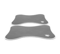 DOITOOL 2pcs Non-slip Bone Shaped Pet Food Mat Pet Feeding Tray with Base for Cat and Dog Bowls Easy to Clean Placemat for Indoor and Outdoor Use