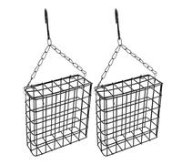 DOITOOL 2pcs Outdoor Metal Suet Bird Feeder with Chain Hanging, Rectangular Mesh Cage for Parrots and Pigeons, Sturdy Hanging Bird Feeder for Garden and Courtyard Wildlife Feeding