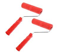 DOITOOL 2pcs Paint Pattern Roller with Ergonomic Plastic Handle Silicone Wood Grain Texture Paint Roller for Wall Decoration DIY Art Projects
