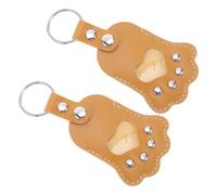 DOITOOL 2pcs Pet Hair Keepsake Keychain Memorial Paw Charm for Dog Cat Hair Storage Leather Key Ring Pendant Keepsake