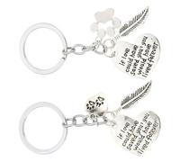 DOITOOL 2Pcs Pet Memorial Alloy Keychains with Paw and Heart Paw Design Pet Souvenir Key Rings for Dog Lovers for Memorial Keepsake