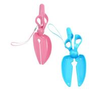 DOITOOL 2pcs Pet Pooper Scooper Scissor Design Handheld Plastic Waste Picker for Garden Grass Yard Dog Poop Pickup Pet Walking Litter Scoop with Pink and Blue Handles