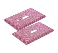 DOITOOL 2pcs Pink Rhinestone Light Switch Plate Cover, Decorative Sparkly Glitter Single Toggle Wall Plates for Bathroom and Kitchen Home Décor