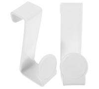 DOITOOL 2pcs Plastic Hanging Hooks White Space Saving No Drilling Required Household Organize Hook Over Toilet Tank for Coats Purses