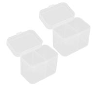 DOITOOL 2pcs Plastic Nail Cotton Pad Holder with Independent Double Compartments, Makeup Cotton Pad Organizer Box for Bathroom and Vanity Storage