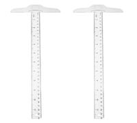 DOITOOL 2pcs Plastic T Shape Ruler with Double Scale, No Edges and Safe to Use Measuring Ruler for Architects and Artists, for Office and Home Use, White Plastic Material