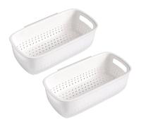DOITOOL 2pcs Plastic Wall-Mounted Double Layer Draining Basket for Kitchen Sink, Household Fruit Strainer Suitable for Berries and Mixed Salad, for Outdoor Camping and Daily Use