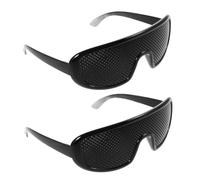 DOITOOL 2pcs Portable Black Pinhole Glasses with Multi Hole Design for Enhanced Visual Focusing and Shortsightedness Relief, Lightweight Plastic Eyeglasses for Hiking and Travel