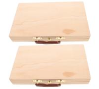 DOITOOL 2pcs Portable Wooden Paint Storage Box with Compartments for Oil Painting Supplies Lightweight Pine Tool Organizer for Travel and Studio Use