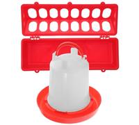 DOITOOL 2pcs Poultry Feeding Set Automatic Chicken Water Feeder 1L Thickened Plastic Waterer Small Red Chicken Feeding Trough and Birds