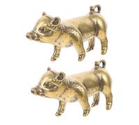 DOITOOL 2PCS Premium Brass Pig Pendant Charm Handmade Chinese Zodiac Keychain Decor with Protective Meaning Vintage Style for Gifts and Everyday Use