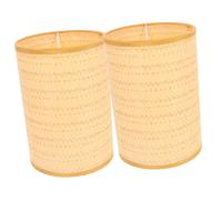 DOITOOL 2pcs Rattan Woven Lampshades for Floor Lamps Compatible Durable Metal and Natural Material Bedroom Decorative Light Shades for Bohemian Style Cafes and Homes