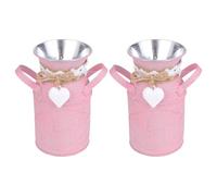 DOITOOL 2pcs Red Rustic Metal Succulent Plant Pots with Flower Buckets for Indoor Desktop Planters Balcony Floral Holders Vintage Home Flower Holders