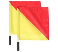DOITOOL 2pcs Red Yellow Pvc Pole Marine Commanding Signal Flags 35x35cm Handheld Safety Flags for Sports Training and Match Cheering