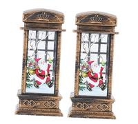 DOITOOL 2Pcs Retro Christmas Lantern Night Lights Vintage Wind Lamp Ornaments for Bedroom Living Decoration Practical Xmas Party Decor and Creative