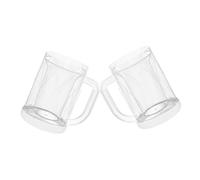 DOITOOL 2pcs Reusable Freezer Beer Mugs Double Wall Insulated Frosty Cups with Ergonomic Handles for Cold Drinks Wine Iced Tea Lightweight Portable Bar and Outdoor Use