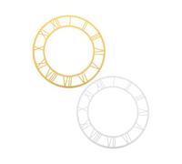 DOITOOL 2Pcs Round Roman Numeral Wall Clock Stickers, Acrylic Mirror Surface Self-Adhesive Decorative Clock Numbers, 30Cm Silver and Deep Gold Mirror Face Decals for Home and Festival